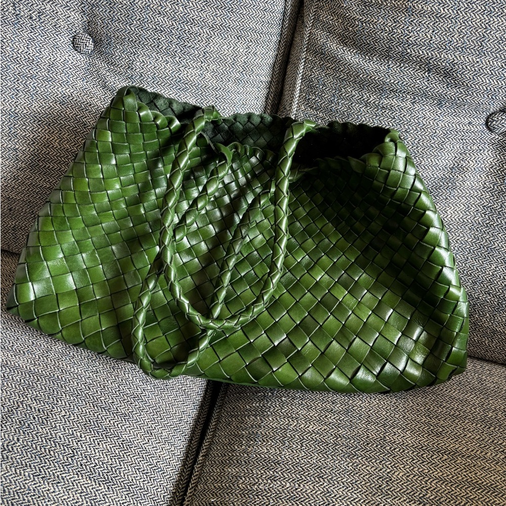 Green Woven Tote Bag - From Etsy, Never Used